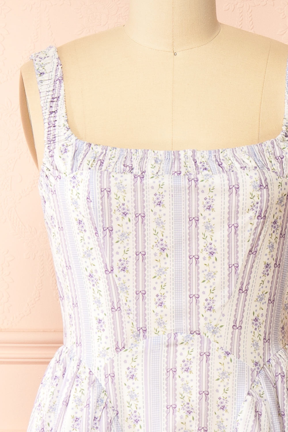 Daiko Lilac | Floral A-Line Maxi Dress with Corset Bust