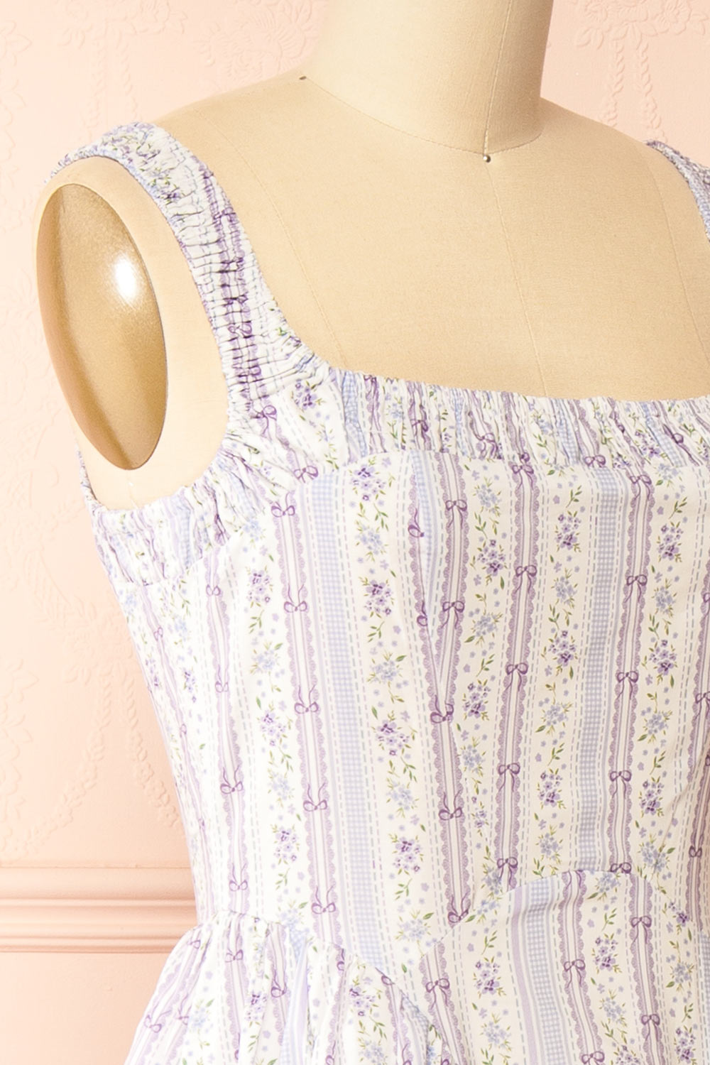 Daiko Lilac | Floral A-Line Maxi Dress with Corset Bust