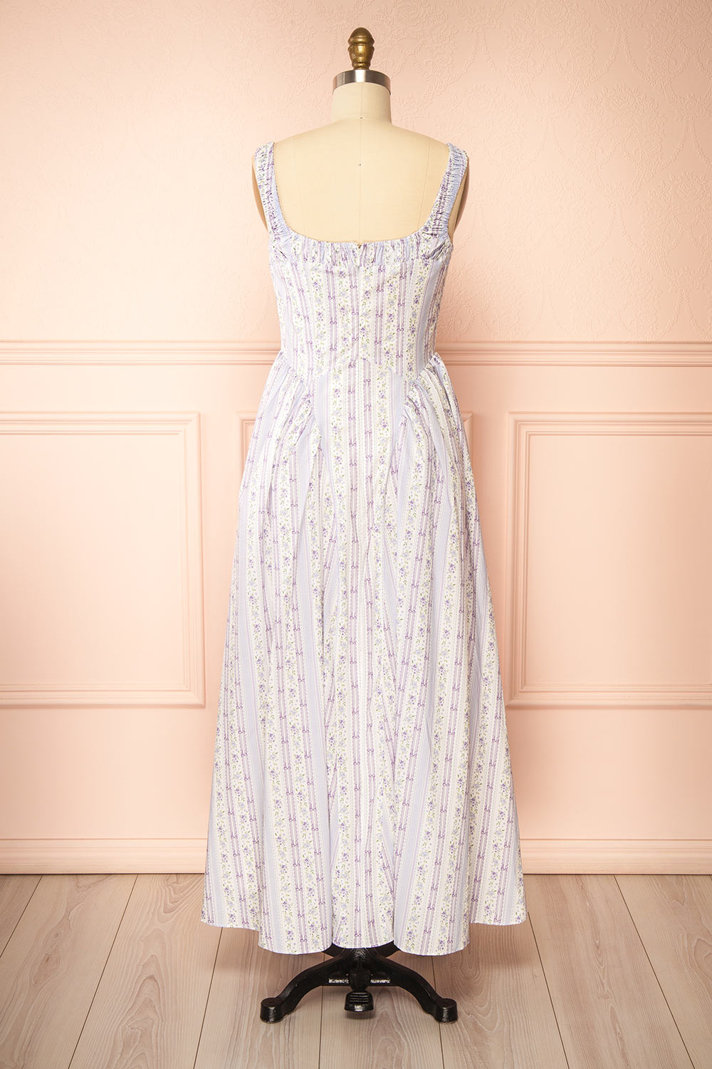 Daiko Lilac | Floral A-Line Maxi Dress with Corset Bust