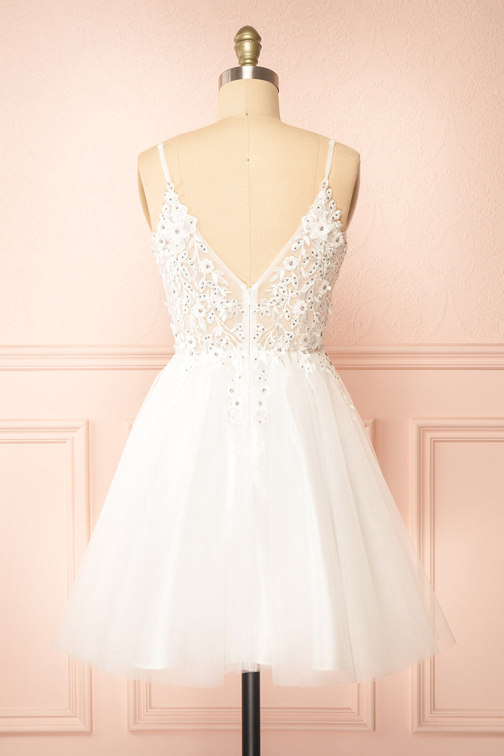Danna | Short Sparkly White Dress with Embroidery