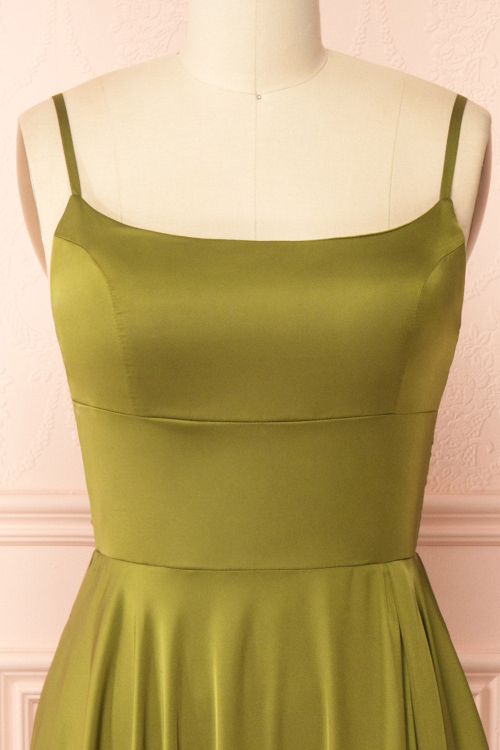 Darcy Khaki | Maxi Satin Dress with Slit