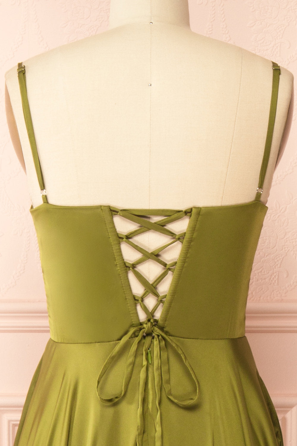 Darcy Khaki | Maxi Satin Dress with Slit