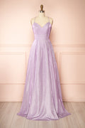 Darya Lavender | Sparkly Maxi Dress w/ Open Back