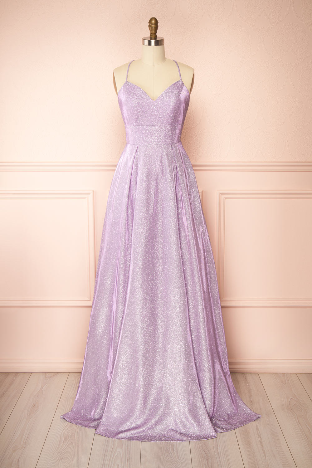 Darya Lavender | Sparkly Maxi Dress w/ Open Back