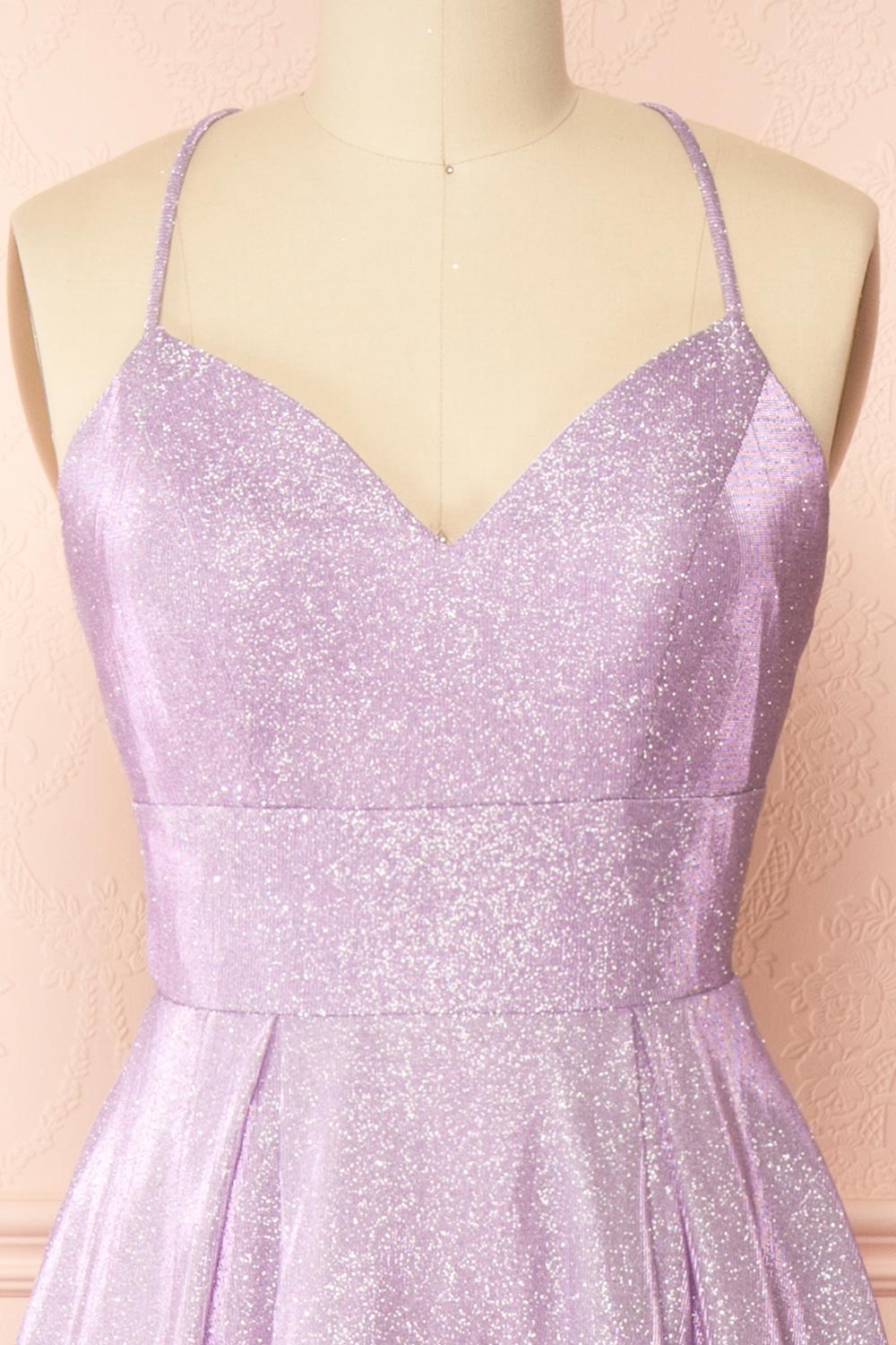 Darya Lavender | Sparkly Maxi Dress w/ Open Back