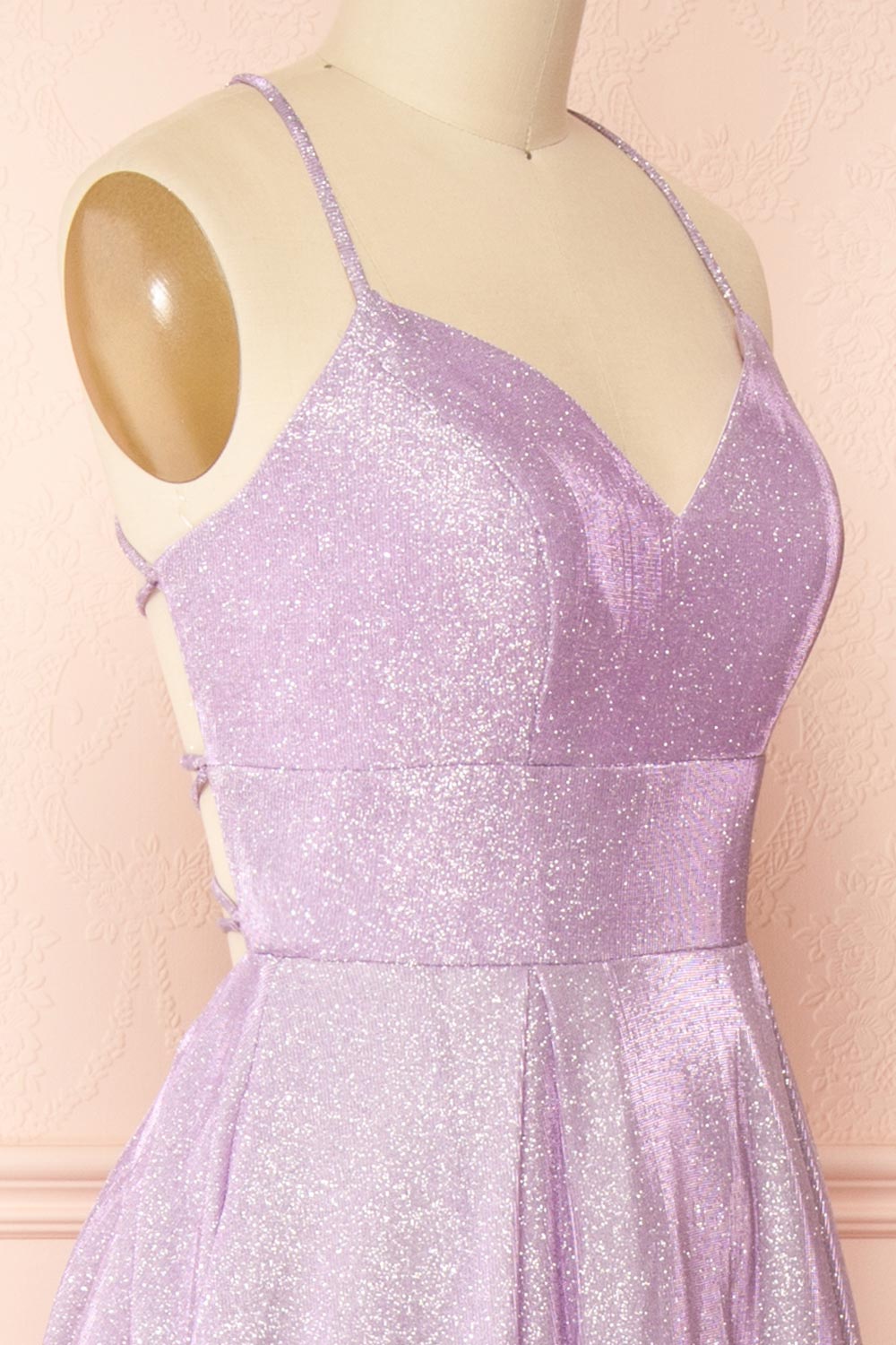 Darya Lavender | Sparkly Maxi Dress w/ Open Back