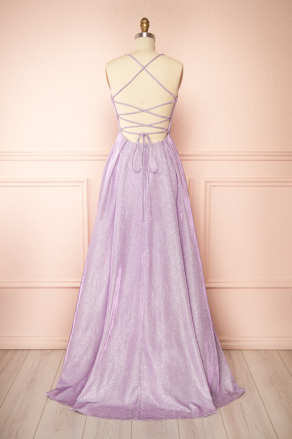 Darya Lavender | Sparkly Maxi Dress w/ Open Back