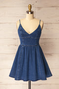 Deoria | Dark Blue Short Denim Dress