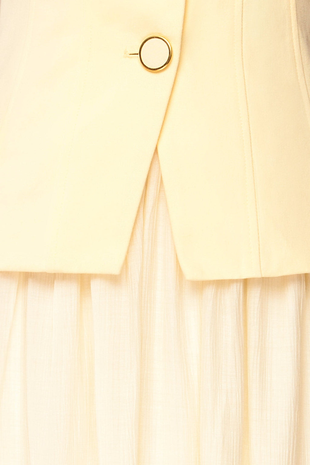 Dhule Light Yellow | Sleeveless Contrast Maxi Dress with Button Front