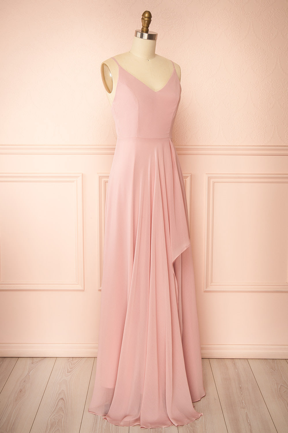 Diana Blush | Exclusive 1861 A-Line Chiffon Dress with Slit