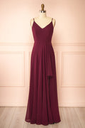 Diana Burgundy | Exclusive 1861 A-Line Chiffon Dress with Slit