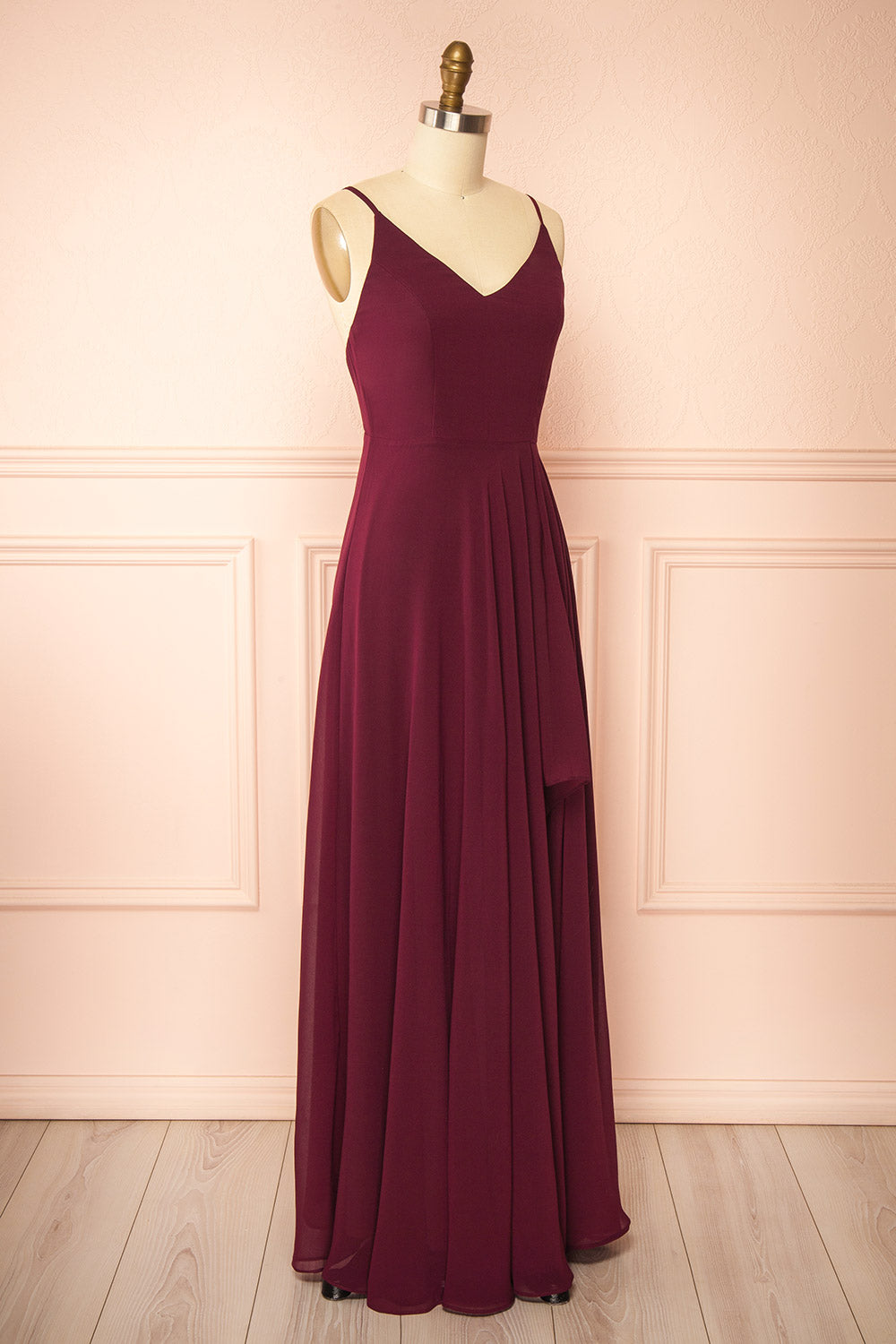 Diana Burgundy | Exclusive 1861 A-Line Chiffon Dress with Slit