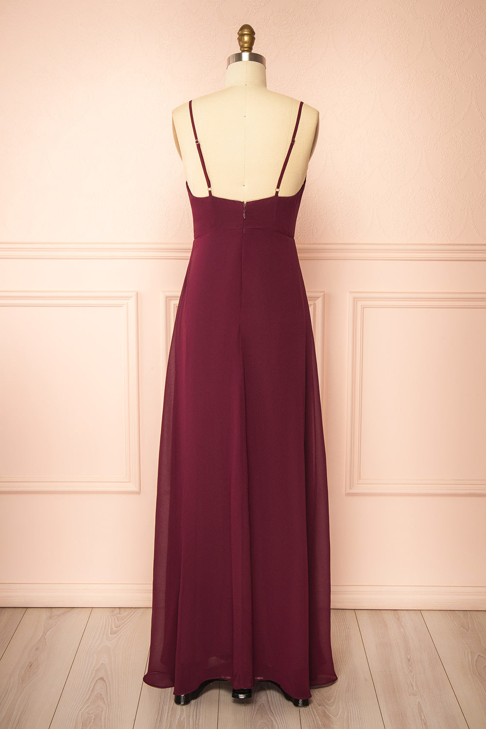 Diana Burgundy | Exclusive 1861 A-Line Chiffon Dress with Slit