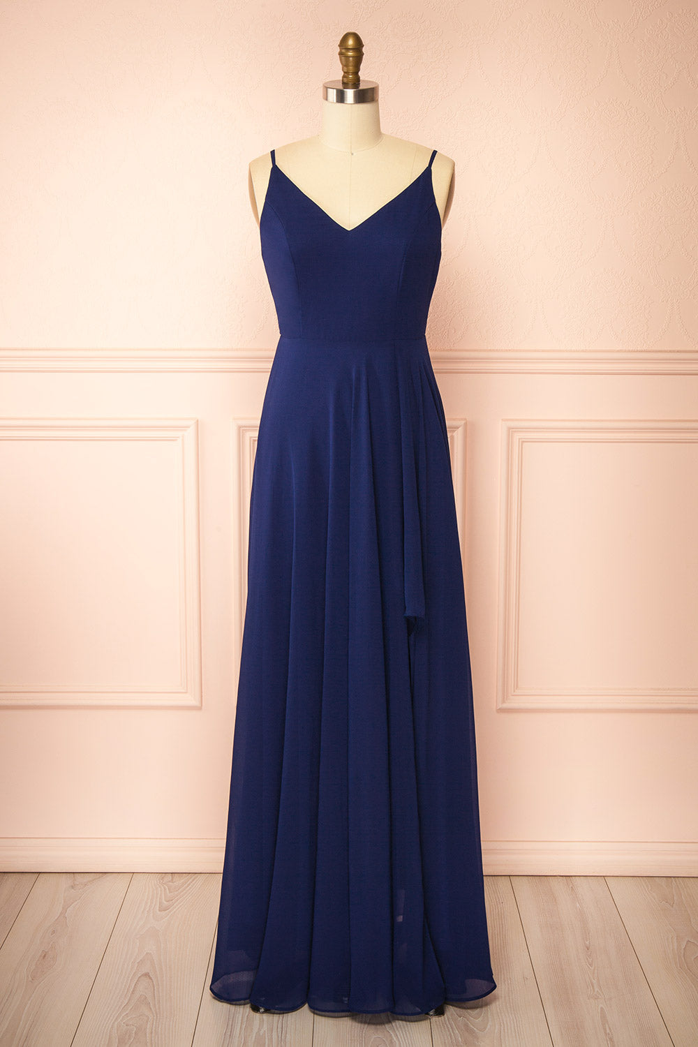 Diana Navy | Exclusive 1861 A-Line Chiffon Dress with Slit