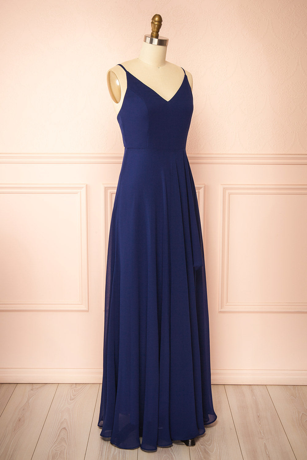 Diana Navy | Exclusive 1861 A-Line Chiffon Dress with Slit