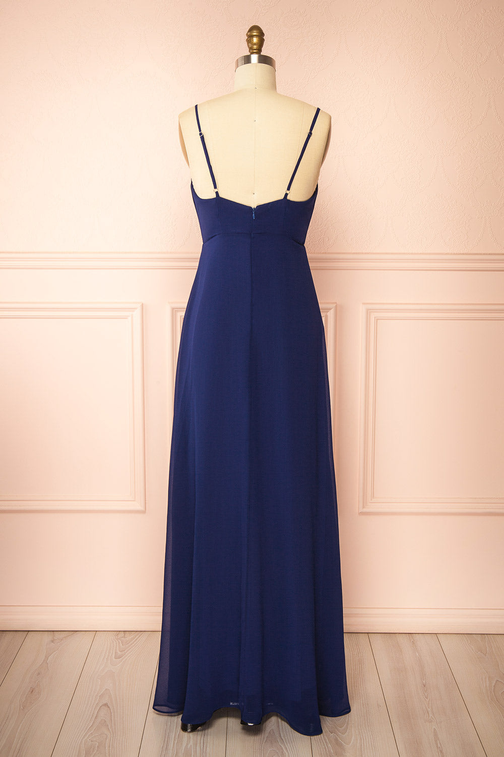 Diana Navy | Exclusive 1861 A-Line Chiffon Dress with Slit