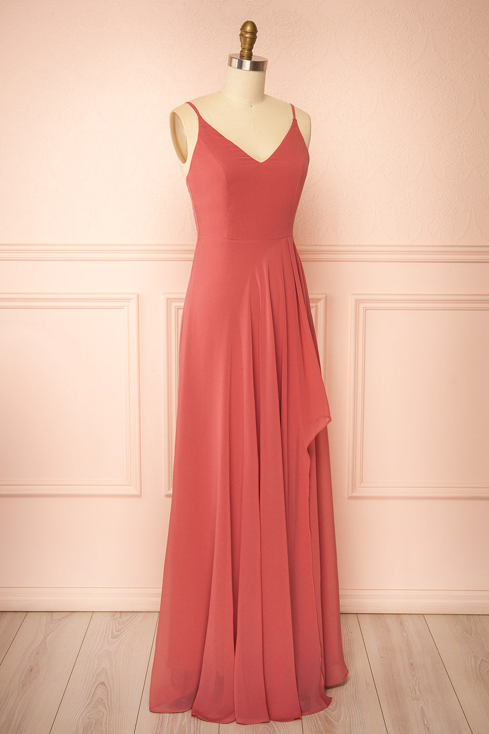 Diana Pink | Exclusive 1861 A-Line Chiffon Dress with Slit