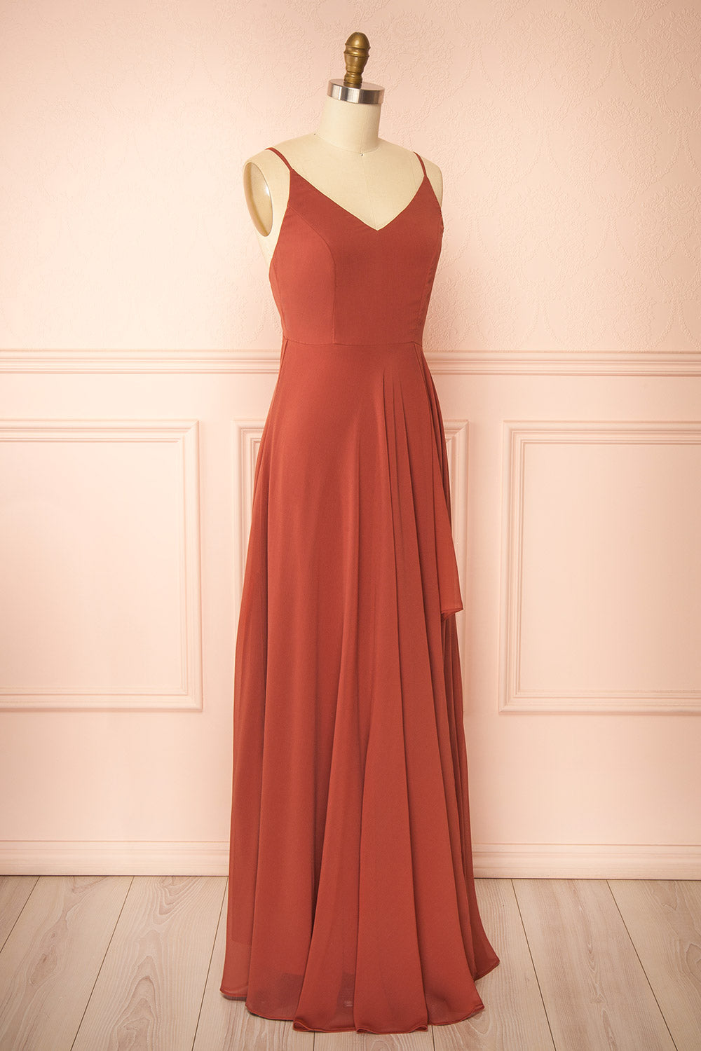 Diana Rust | Exclusive 1861 A-Line Chiffon Dress with Slit