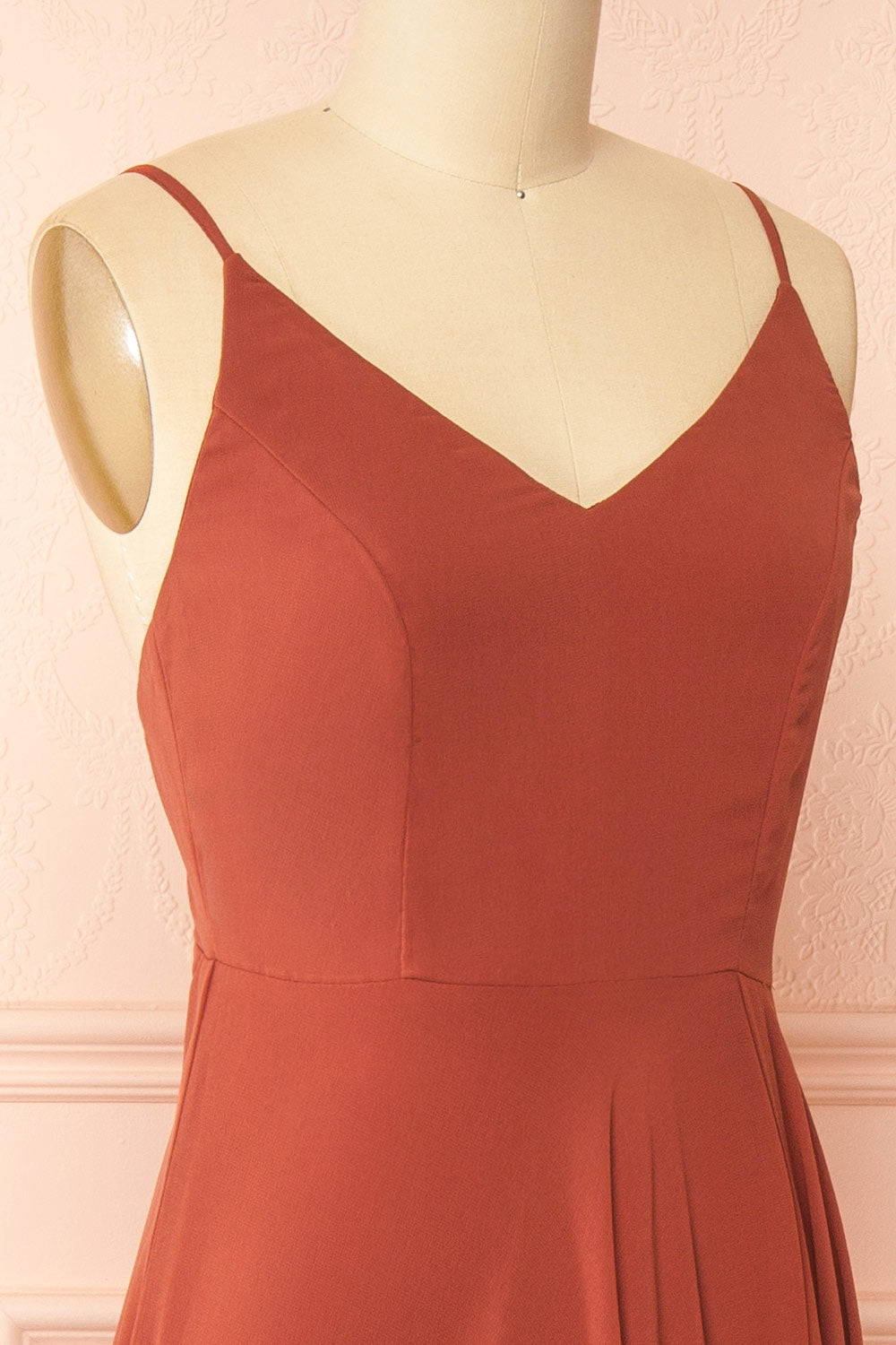 Diana Rust | Exclusive 1861 A-Line Chiffon Dress with Slit