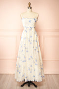 Diandra | Long A-Line Floral Dress with Back Cut-Out