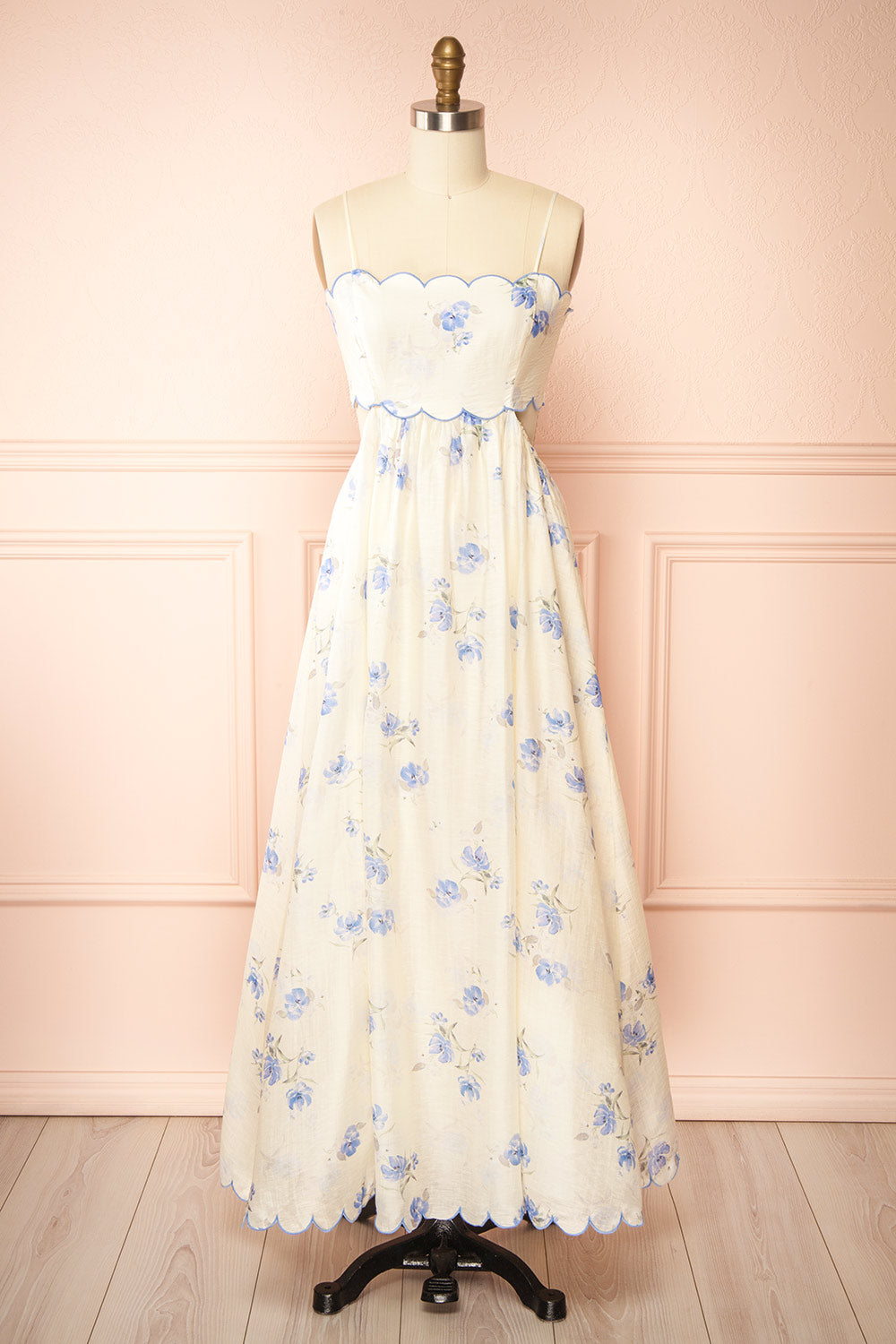 Diandra | Long A-Line Floral Dress with Back Cut-Out