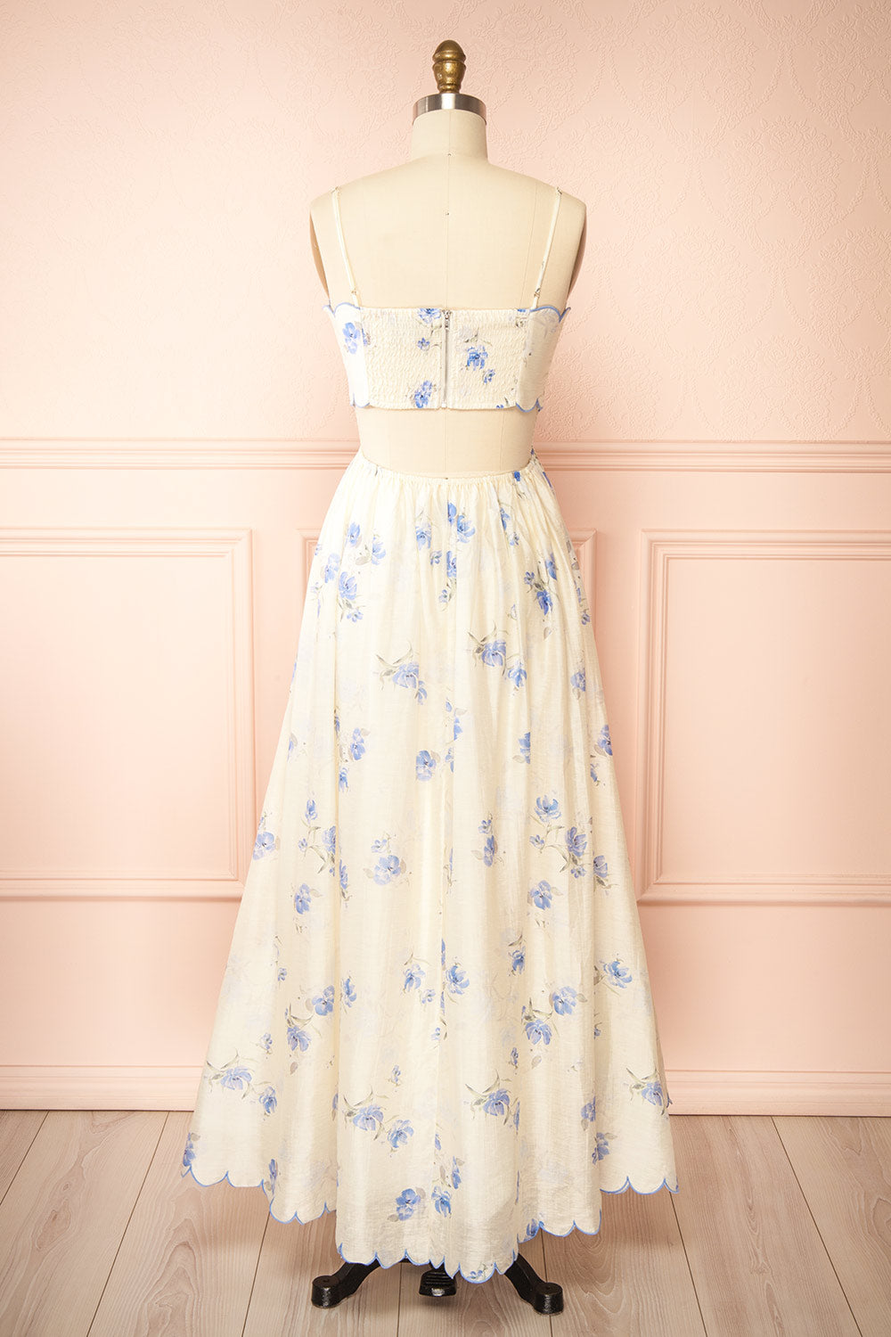 Diandra | Long A-Line Floral Dress with Back Cut-Out