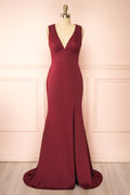 Diaz Burgundy | Maxi Dress with Train