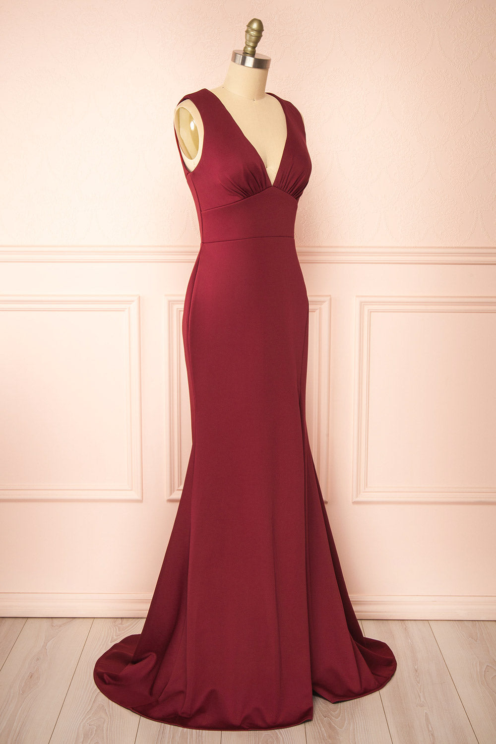 Diaz Burgundy | Maxi Dress with Train
