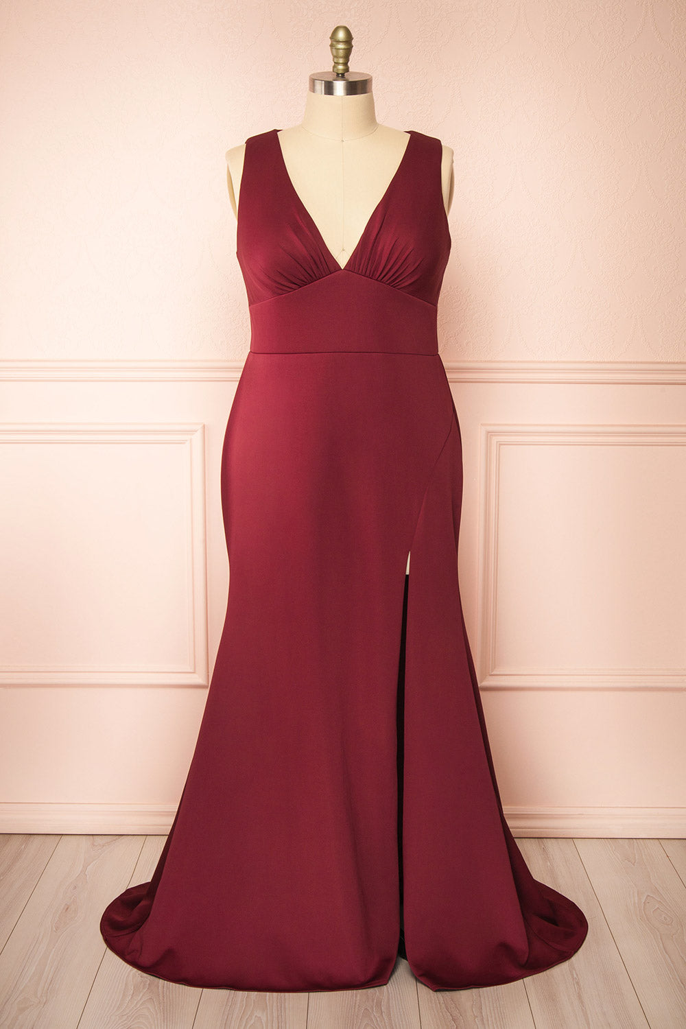 Diaz Burgundy | Maxi Dress with Train