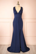 Diaz Navy | Maxi Dress with Train