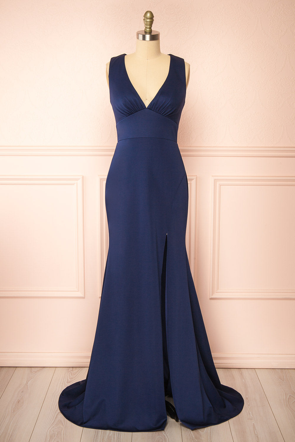 Diaz Navy | Maxi Dress with Train