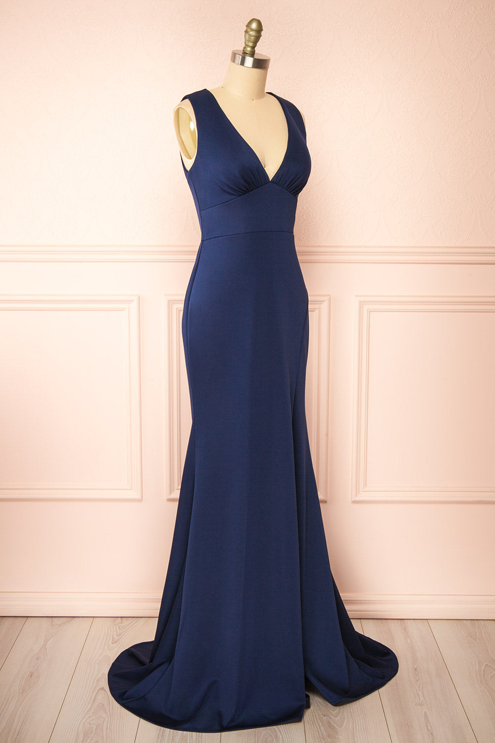 Diaz Navy | Maxi Dress with Train