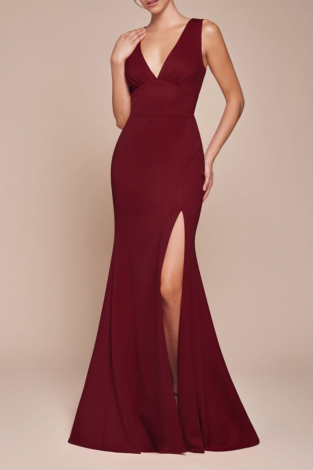 Diaz Burgundy | Maxi Dress with Train