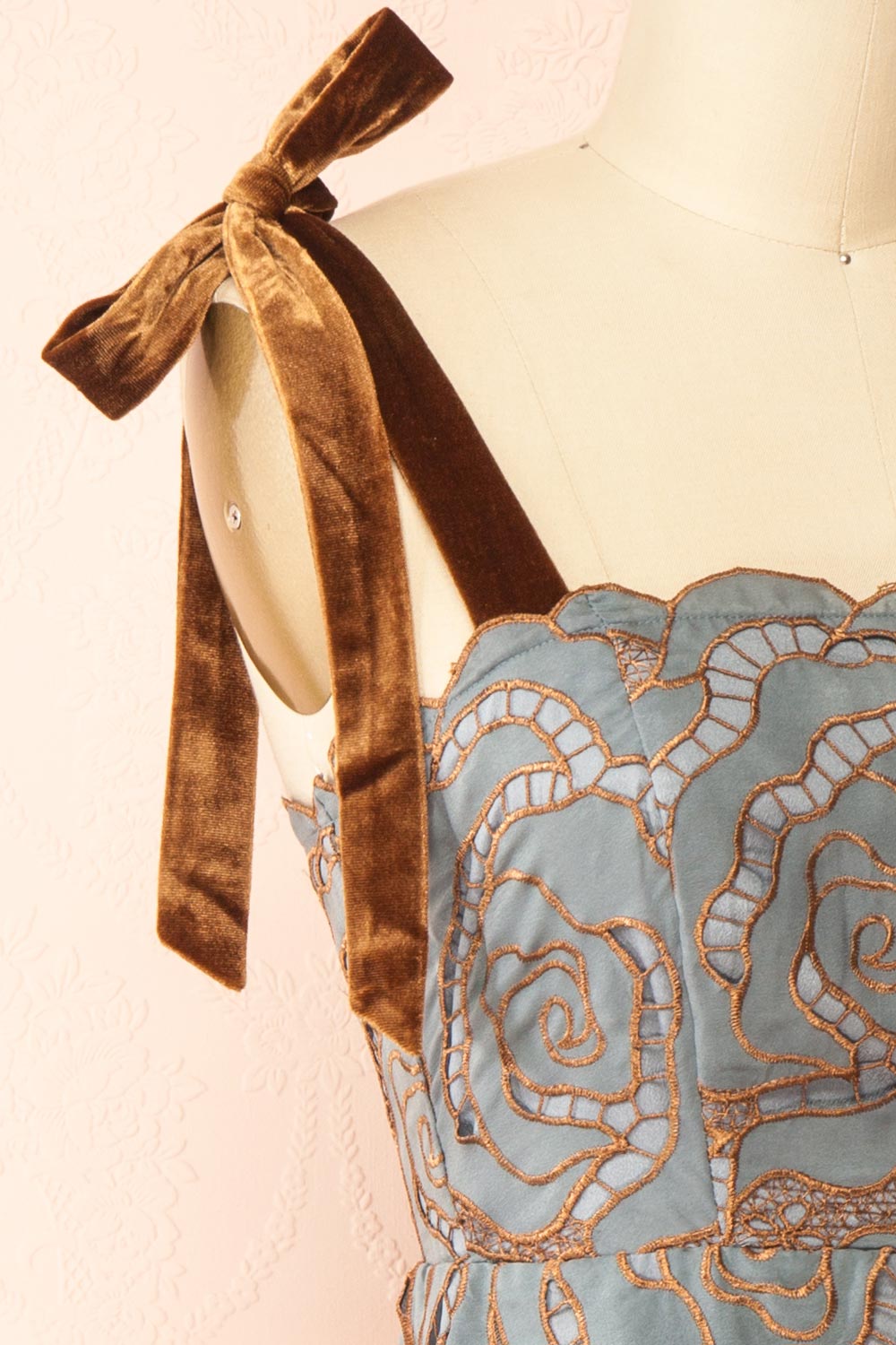 Donna | Blue Mini Dress with Copper Pattern