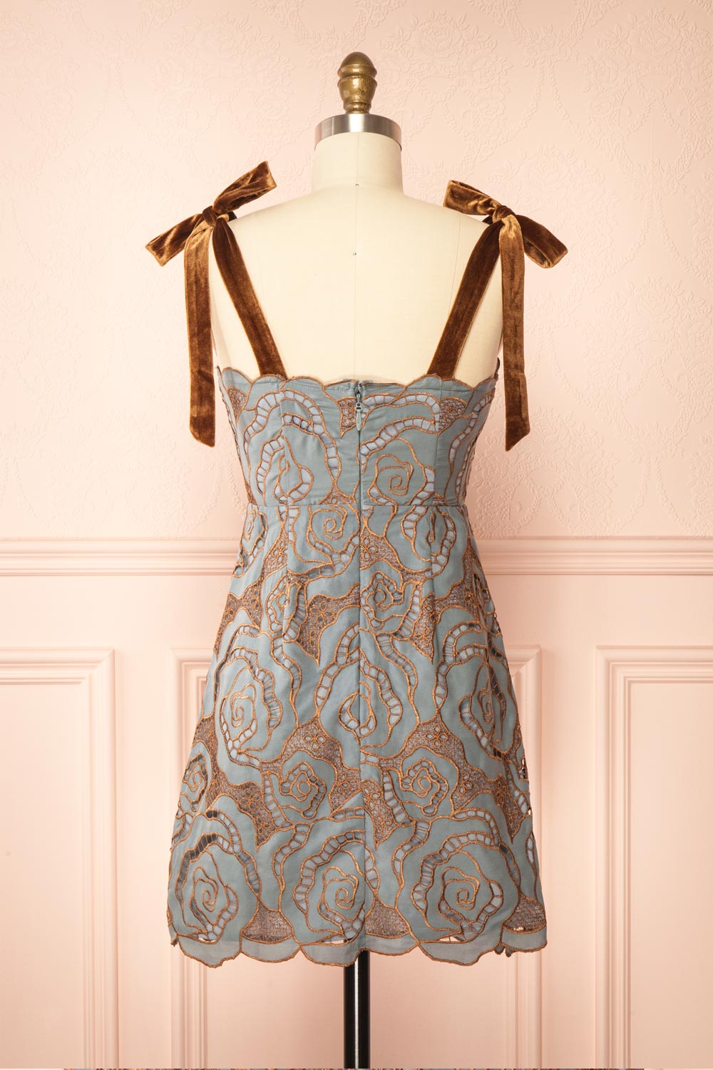 Donna | Blue Mini Dress with Copper Pattern