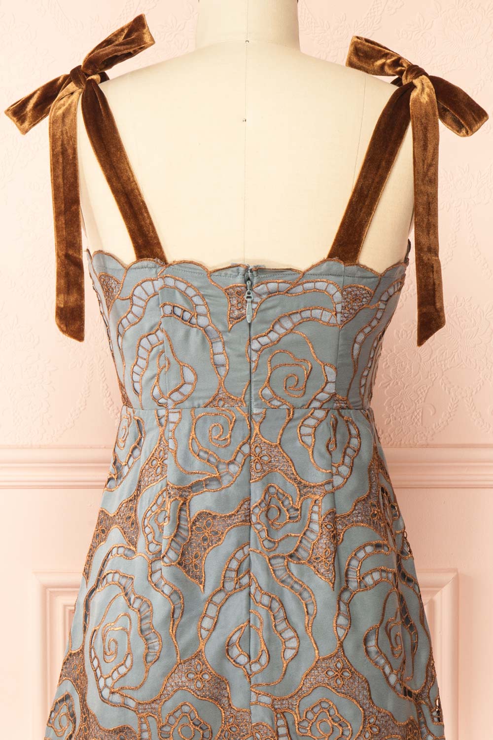 Donna | Blue Mini Dress with Copper Pattern