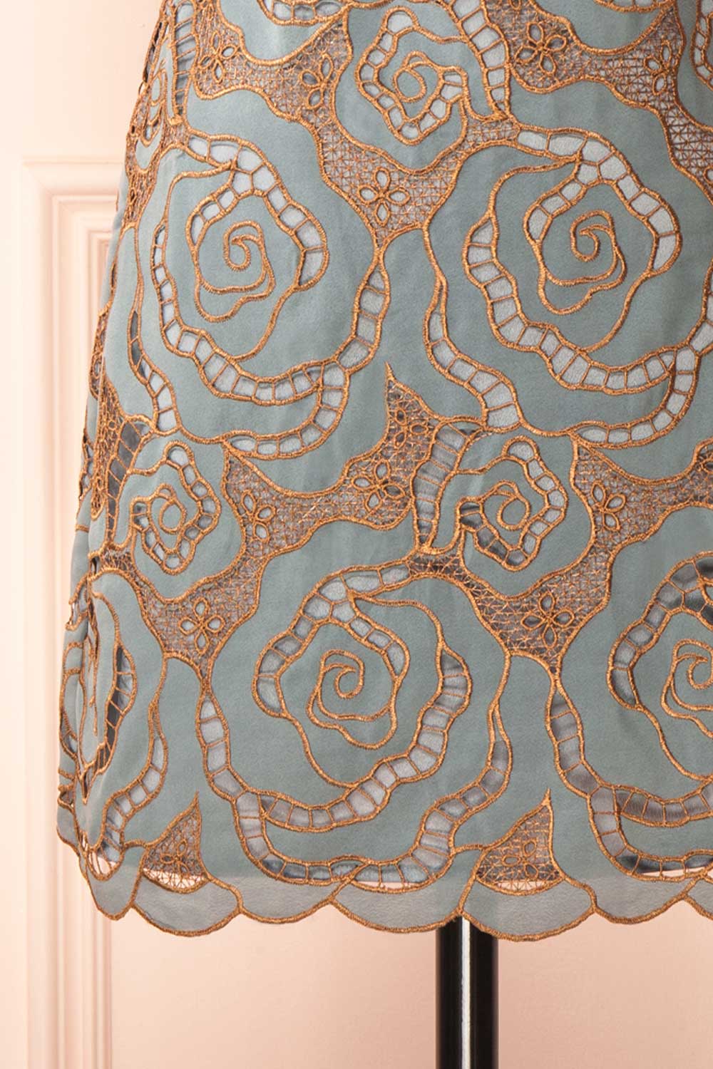 Donna | Blue Mini Dress with Copper Pattern