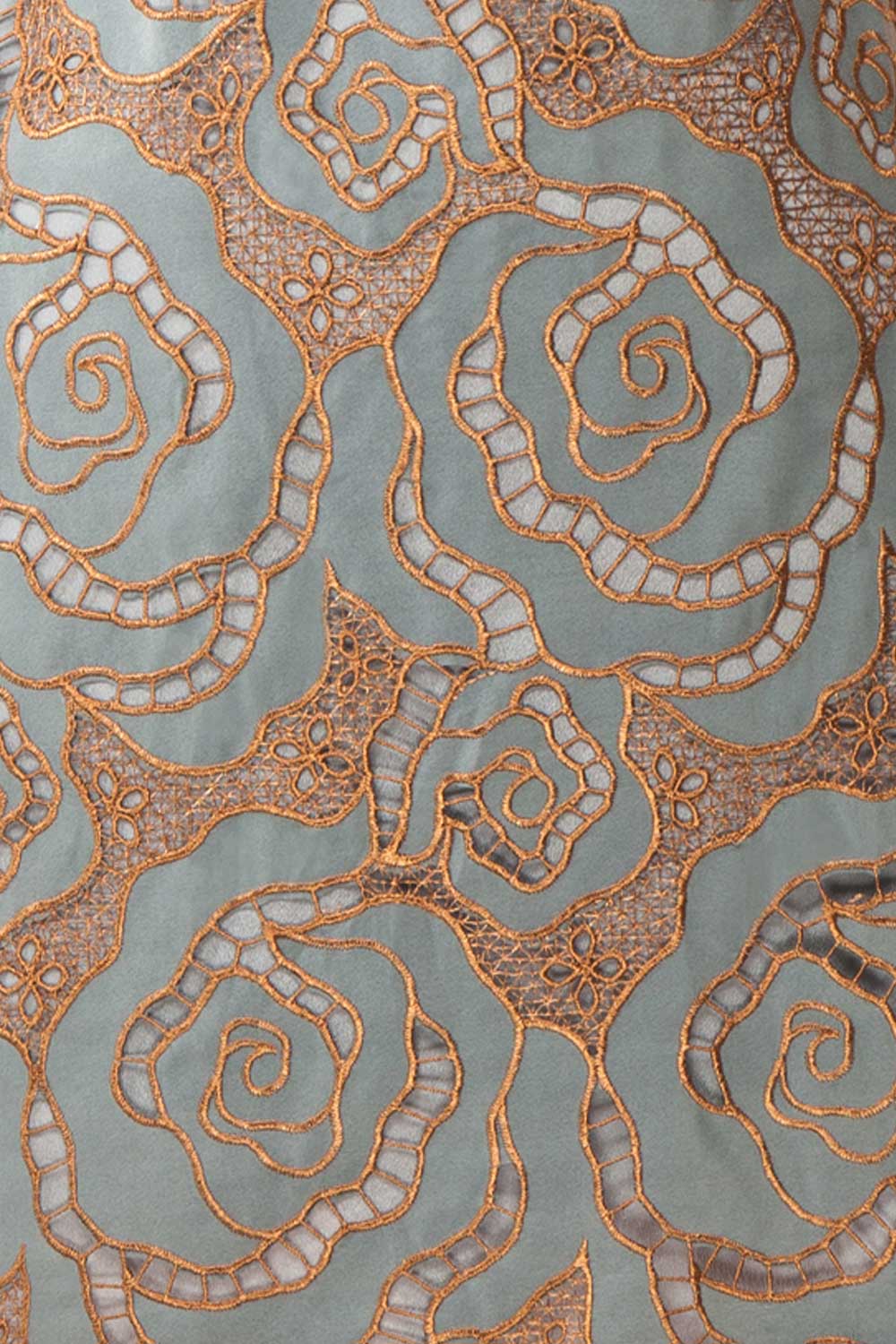 Donna | Blue Mini Dress with Copper Pattern