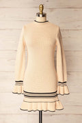 Dublin | Fitted Beige Knitted Short Dress