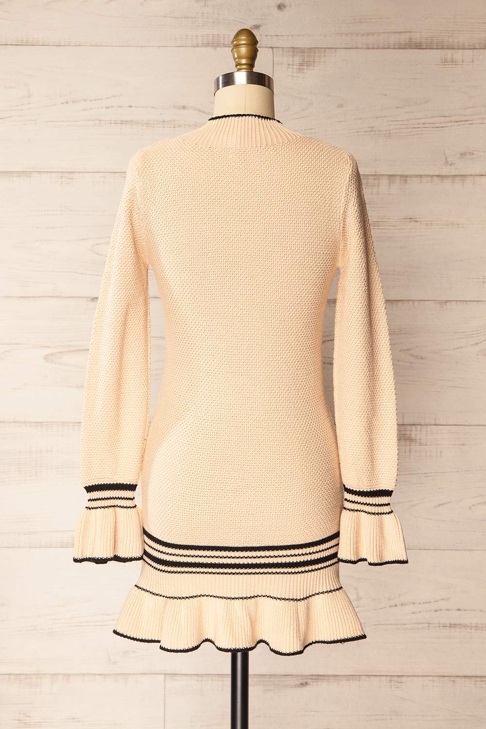 Dublin | Fitted Beige Knitted Short Dress