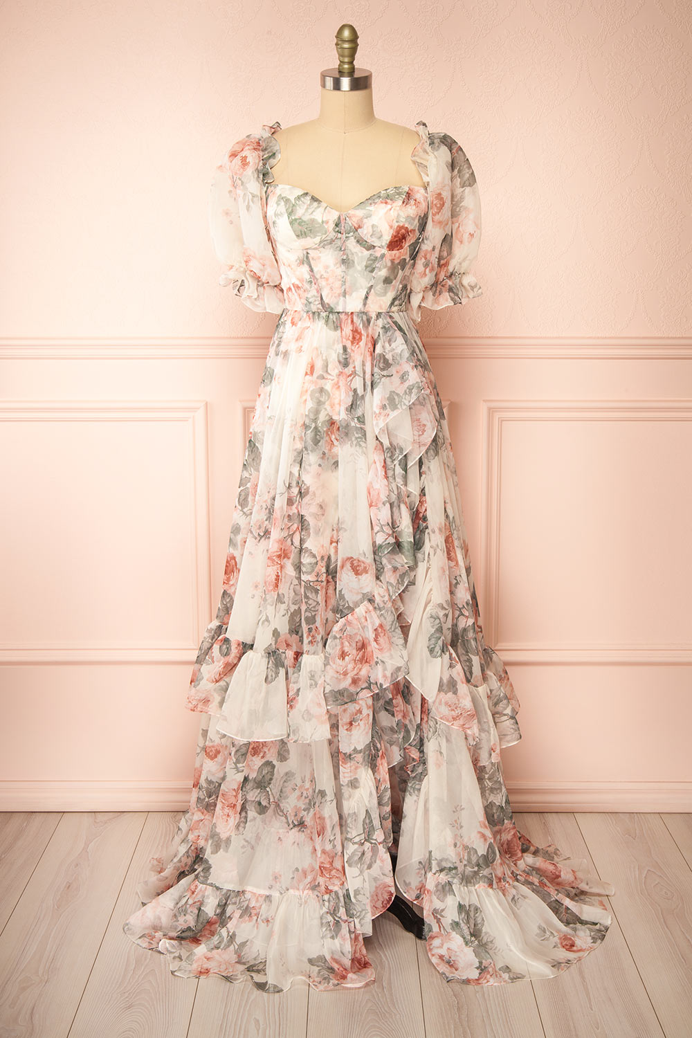 Duchesse | Floral Corset Maxi Dress with Ruffles