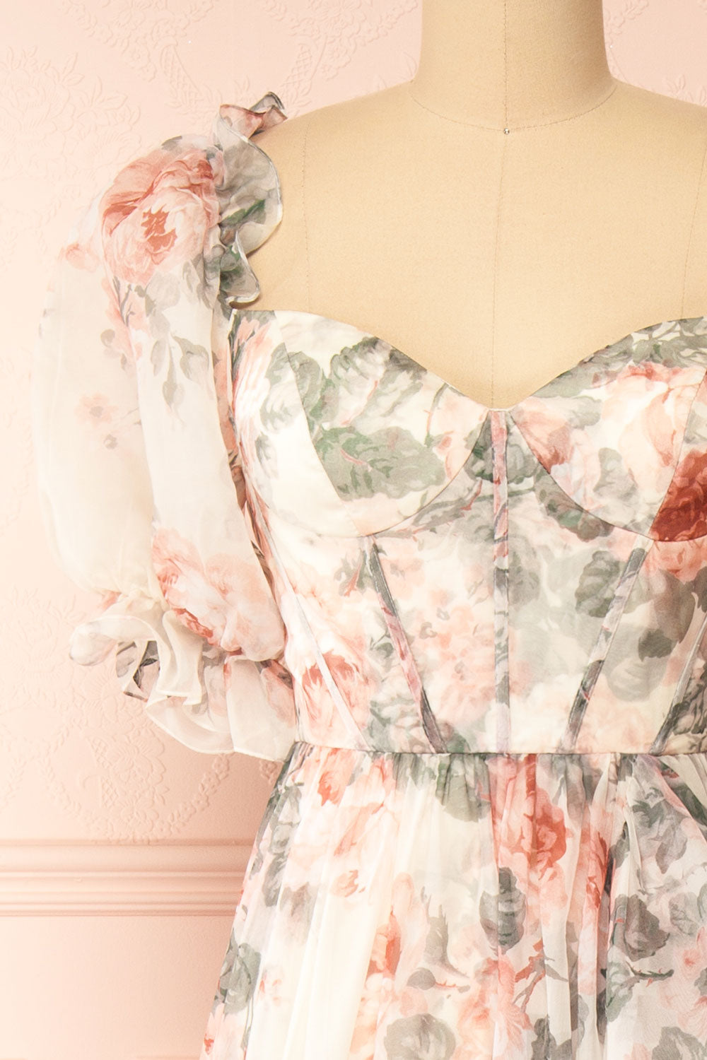 Duchesse | Floral Corset Maxi Dress with Ruffles