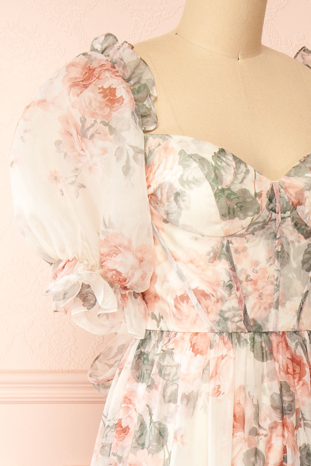Duchesse | Floral Corset Maxi Dress with Ruffles