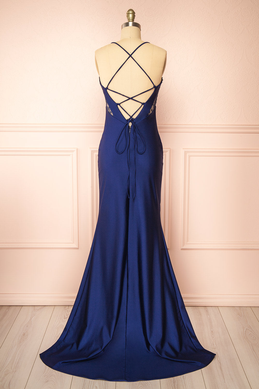 Elaria Navy | Embroidered Fitted Dress with Slit by Arti Gogna