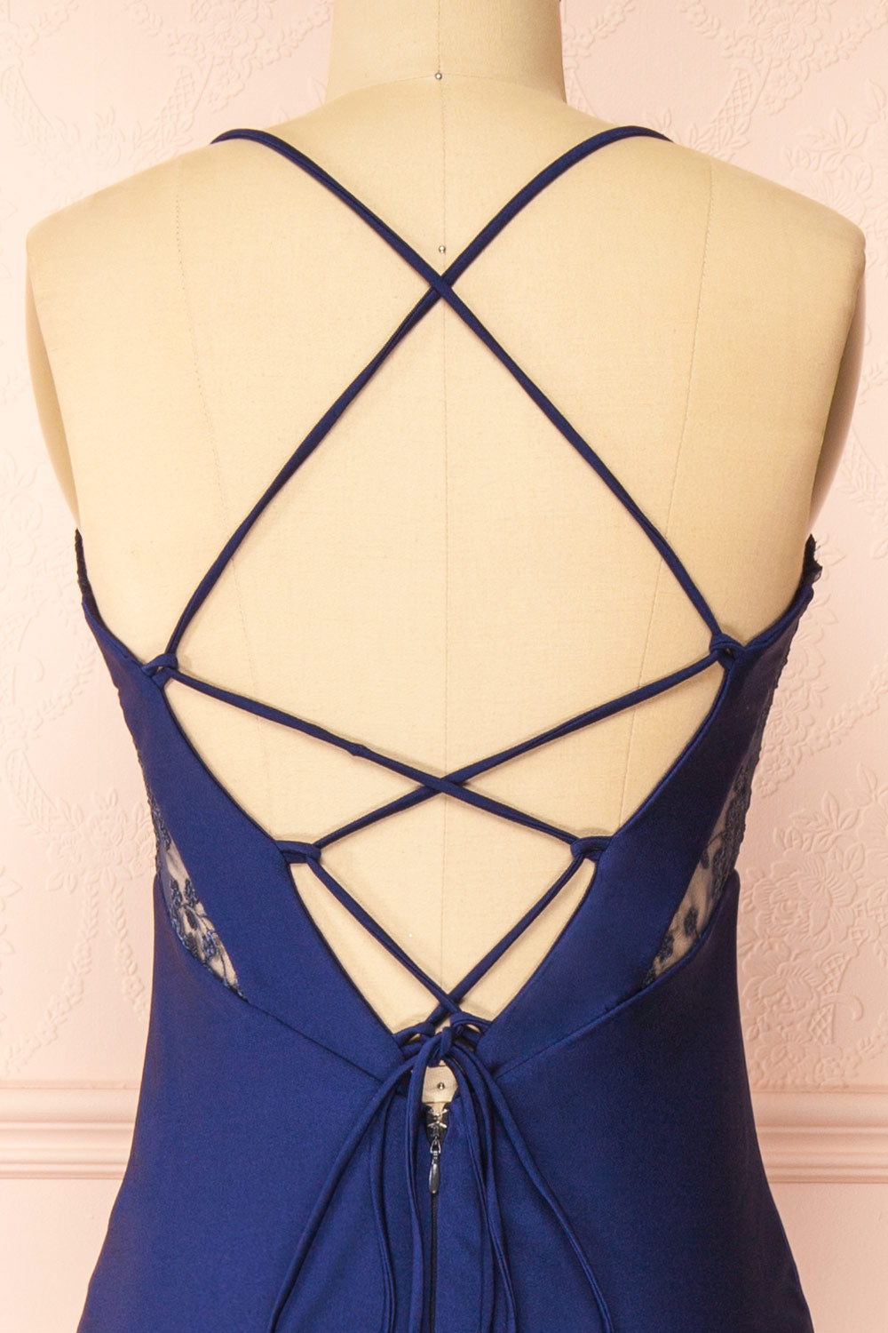 Elaria Navy | Embroidered Fitted Dress with Slit by Arti Gogna