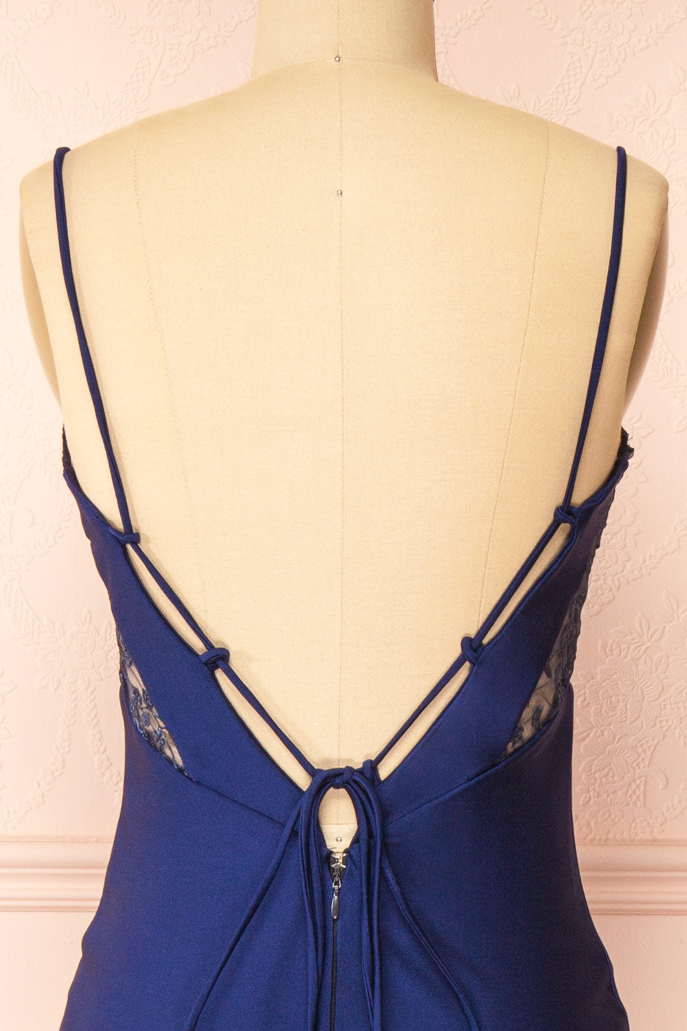 Elaria Navy | Embroidered Fitted Dress with Slit by Arti Gogna