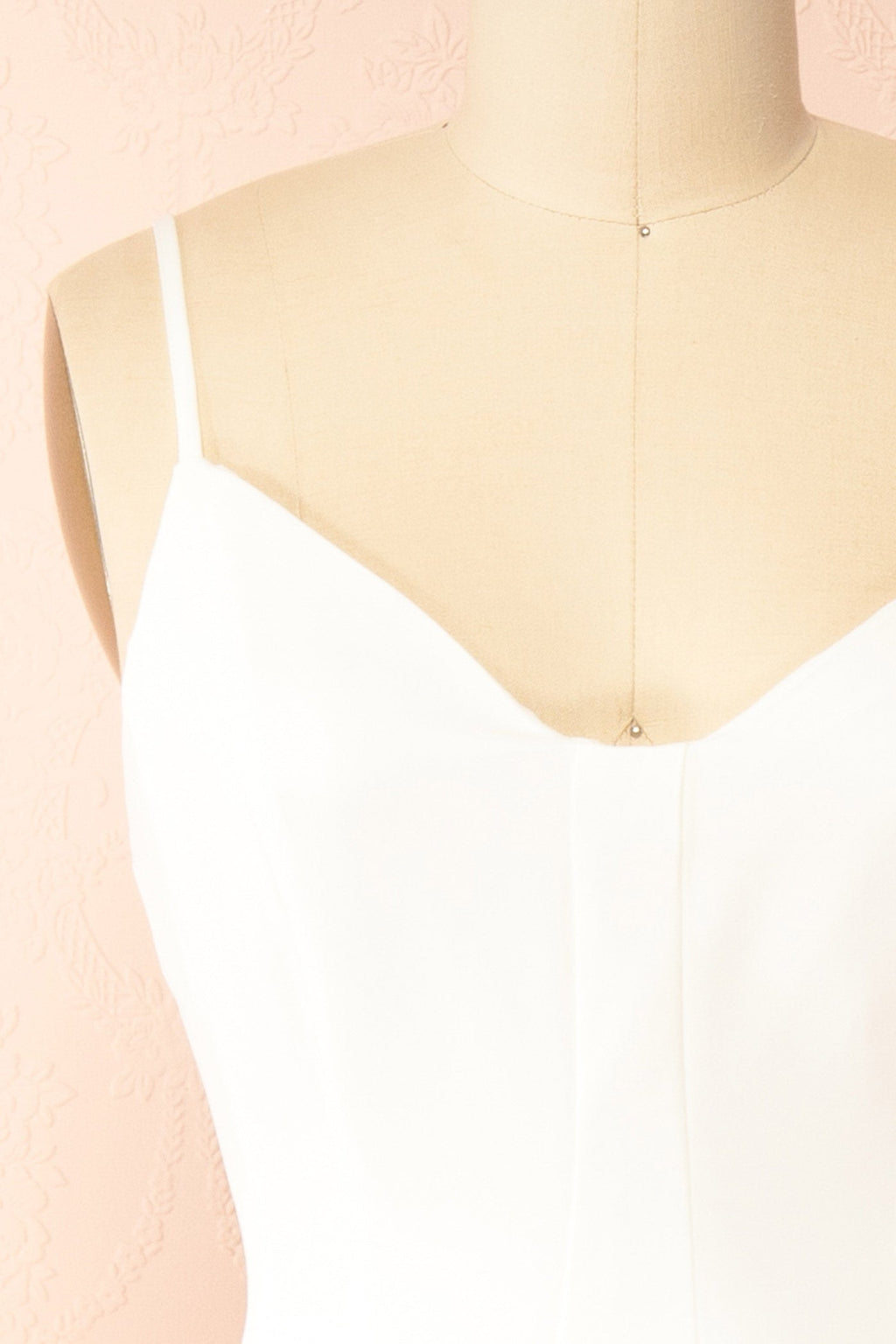 Elektra Ivory | V-Neck A-Line Midi Dress with Ajustable Strap