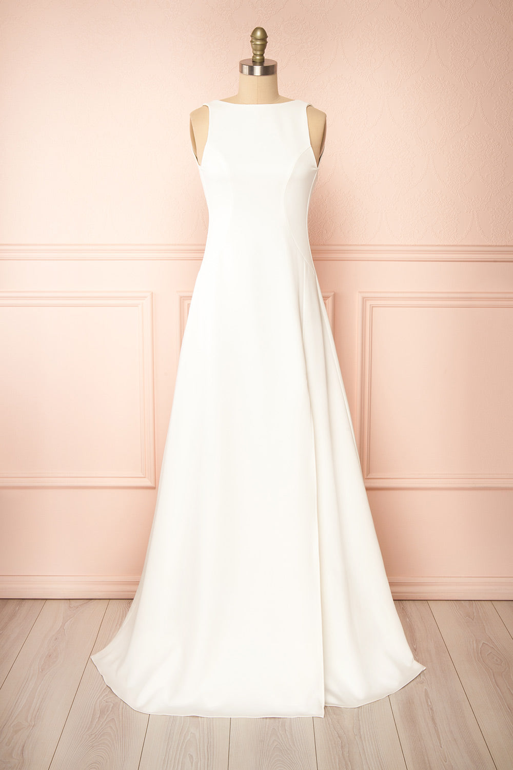 Elenova White | High Neck Wedding Gown with Train and Slit by Arti Gogna