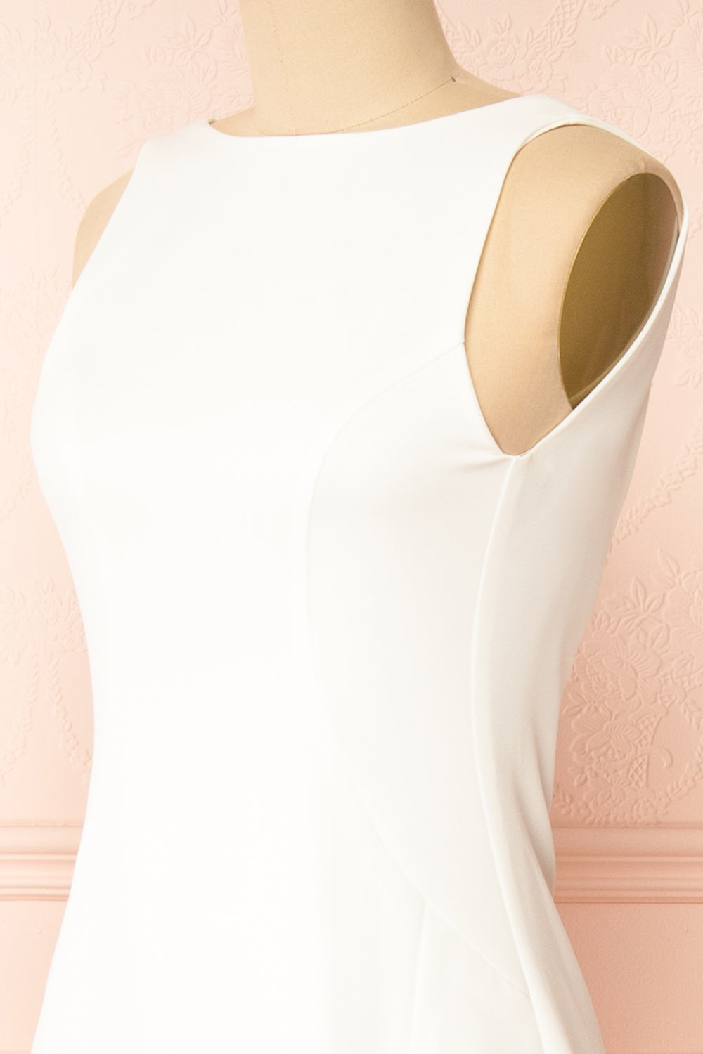 Elenova White | High Neck Wedding Gown with Train and Slit by Arti Gogna