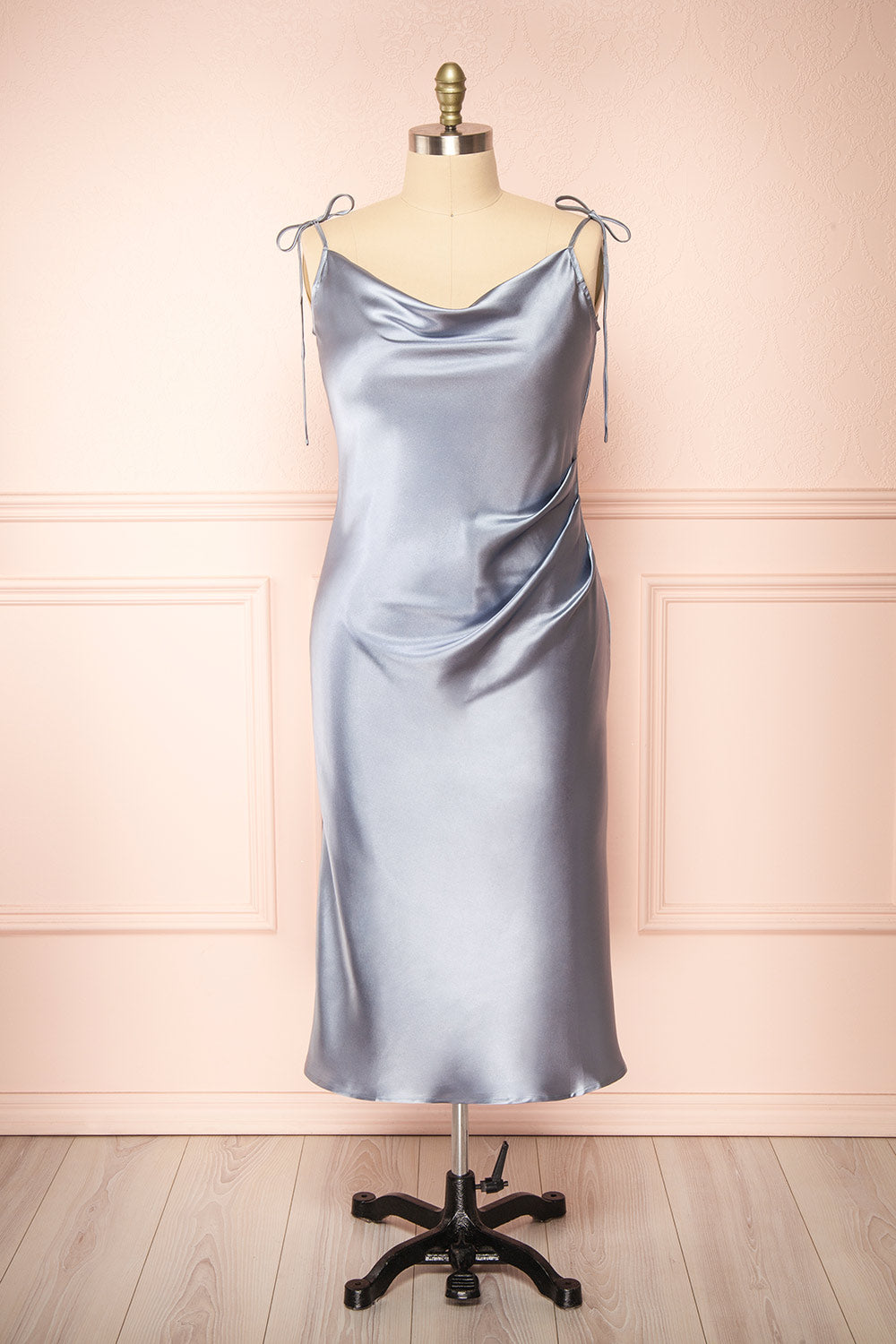 Elyse Blue | Cowl Neck Midi Dress